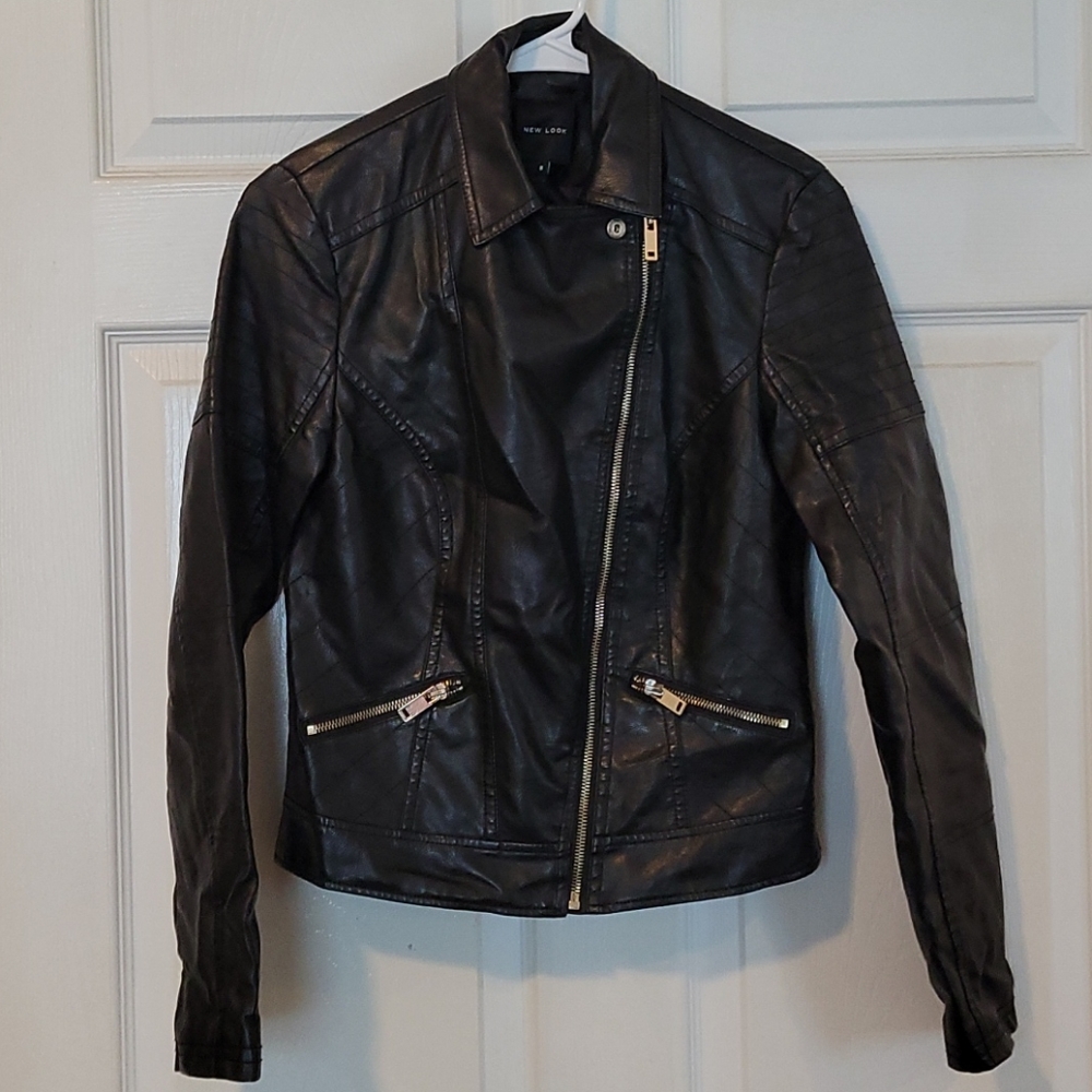 Moto faux leather jacket, black, size 8, New Look - Picture 4 of 10